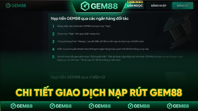 Chi tiết giao dịch nạp rút Gem88