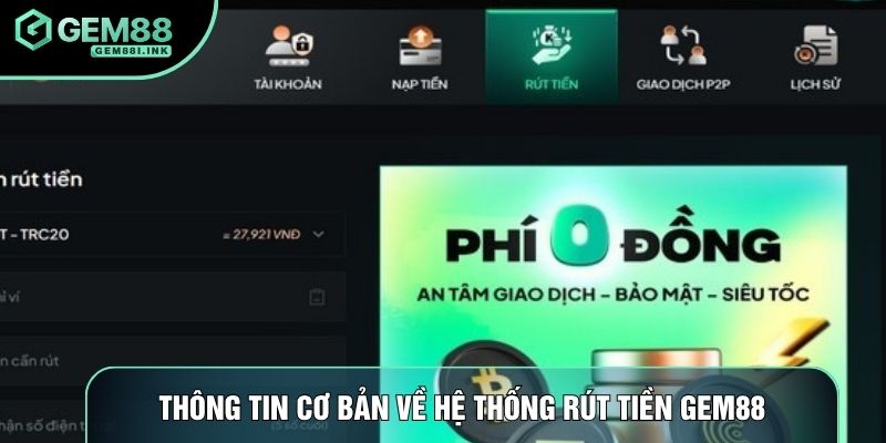 Thông tin cơ bản về hệ thống rút tiền Gem88